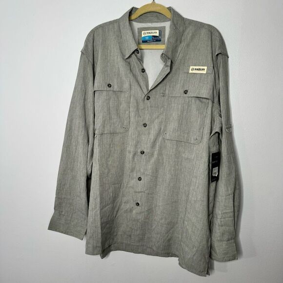 Magellan gray button down shirt size large - Picture 1 of 5